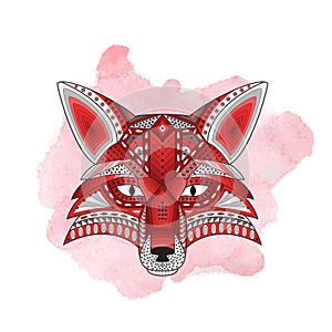 Patterned stylized silhouette of head fox