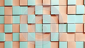 A patterned wall featuring a grid of alternating pastel peach.