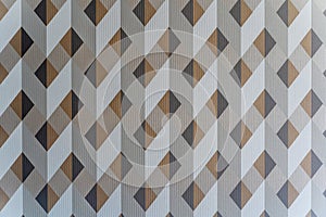 A patterned wallpaper with brown and white squares