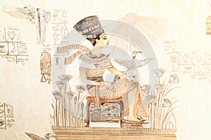 Patterned wallpaper with Pharaoh on the throne