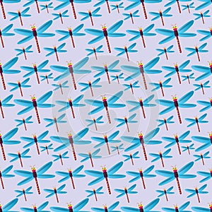 Dragonfly seamless pattern vector illustration background