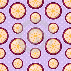 Mangosteen fruit seamless pattern vector illustration