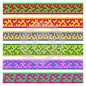Patterns based on Khanty-Mansi Siberian folk ornaments set