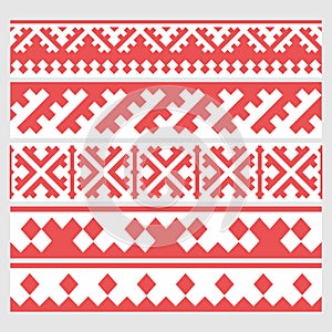 Patterns based on Khanty-Mansi Siberian folk ornaments set