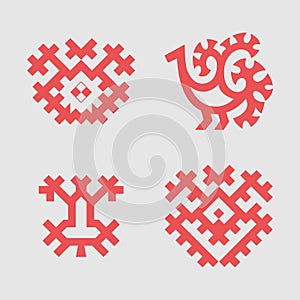 Patterns based on Khanty-Mansi Siberian folk ornaments set