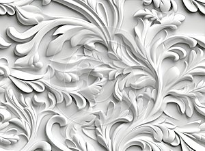 Patterns on the ceiling gypsum sheets of white flowers, plaster background - floral pattern, seamless pattern. Created