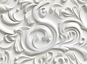 Patterns on the ceiling gypsum sheets of white flowers, plaster background - floral pattern, seamless pattern.