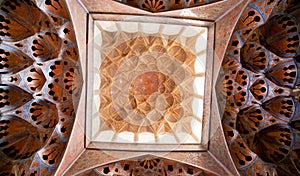 Patterns of ceiling in old palace of Isfahan, Iran