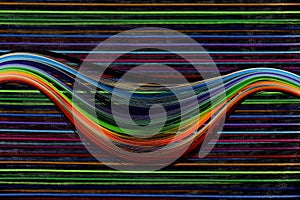 Patterns on a cloth bag and quilling papers