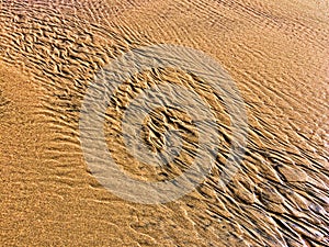 Patterns created ÃÂ¾n the sand by waves and wind
