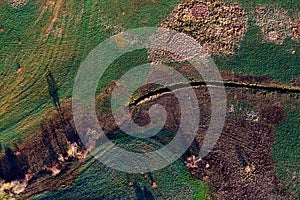 Patterns in the farmland fields at spring