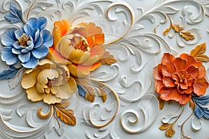 Patterns featuring floral plants, decor elements, and wallpaper