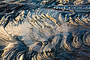 Patterns of molten cooled lava