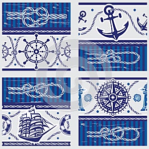 Patterns with Nautical symbols and marine knots