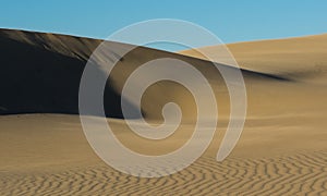 Patterns in sand dunes shaped by wind