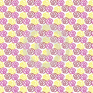 Patterns Seamless Roses Red pink yellow spread,  Illustration On the white background, Design for Wedding, love paper, gift