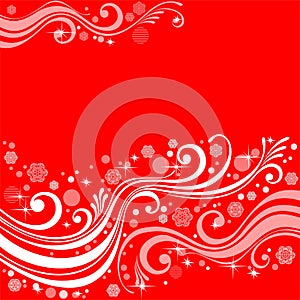 Patterns with snowflakes on a red background