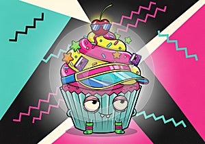 Patterns, it stands on a backdrop of zigzag lines and geometric shapes