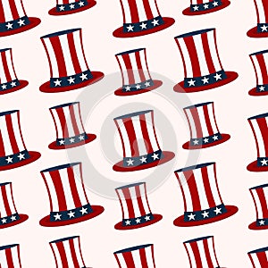 Uncle sam hat seamless pattern vector illustration background