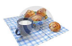 Patties with the cup of milk