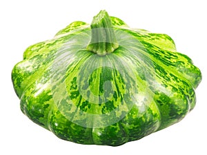 Pattypan squash Cucurbita pepo fruit, green disk variety,  isolated
