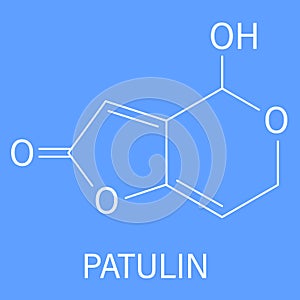 Patulin mycotoxin molecule. Skeletal formula. Chemical structure