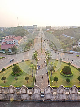 Patuxai is a war monument in the centre of Vientiane, Laos, built in 1957. The Patuxai was dedicated to those who fought in the s