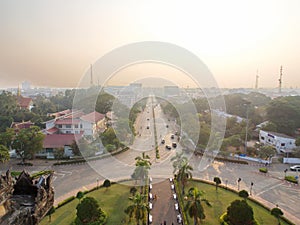 Patuxai is a war monument in the centre of Vientiane, Laos, built in 1957. The Patuxai was dedicated to those who fought in the s