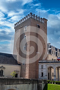 Pau, capital of Bearn, castle of Henri IV with medieval Towers of Gaston Febus