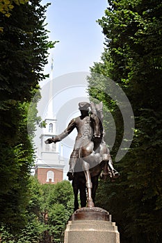 Paul Revere statue and Old North Church