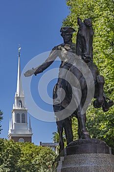 Paul Revere Statue Old North Church Boston Massachusetts