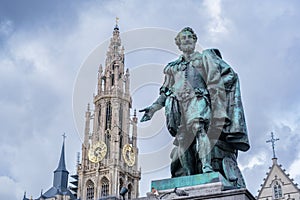 Paul Rubens statue in front of Cathedral of Our Lady photo