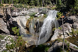 Paulina Falls waterfall in Newberry National Volcanic Monument near Bend, Oregon