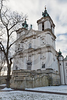 Pauline Church on the Rock in Jewish district. Krakow, Poland.