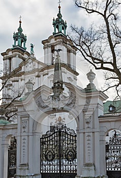 Pauline Church on the Rock in Jewish district. Krakow, Poland.