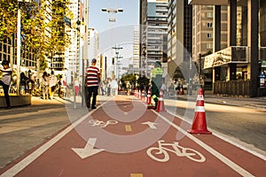 Paulista Avenue. bike path of paulista avenue.