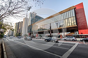 Paulista Avenue and MASP Sao Paulo Museum of Art - Sao Paulo, Brazil