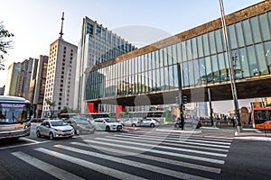 Paulista Avenue and MASP Sao Paulo Museum of Art - Sao Paulo, Brazil