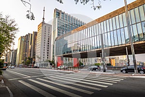 Paulista Avenue and MASP Sao Paulo Museum of Art - Sao Paulo, Brazil