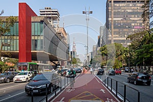 Paulista Avenue and MASP Sao Paulo Museum of Art - Sao Paulo, Brazil