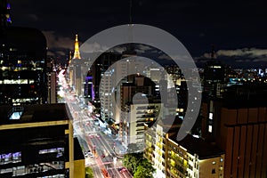 Paulista avenue, Sao Paulo cityscape, panoramic, night