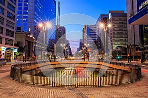 Paulista Avenue at twilight in Sao Paulo