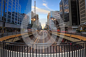 Paulista Avenue at twilight in Sao Paulo