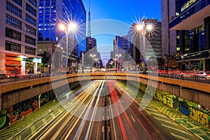 Paulista Avenue at twilight in Sao Paulo