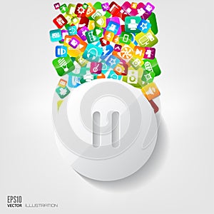 Pause button icon. Application button.Social media and cloud computing.