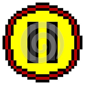 Pause button icon with pixel art