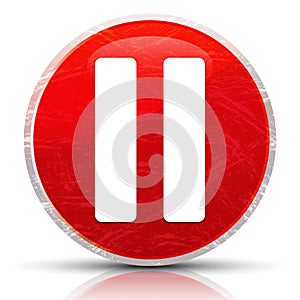 Pause icon metallic grunge abstract red round button illustration