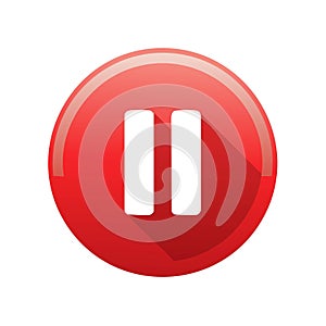 Pause Icon Red Round Button Stop Multimedia Symbol Playback Functionality Graphic