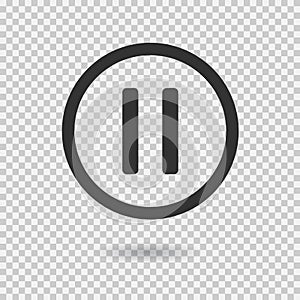 Pause icon with shadow. Vector button for web or app