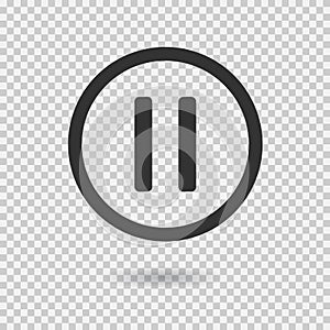 Pause icon with shadow. Vector button for web or app photo